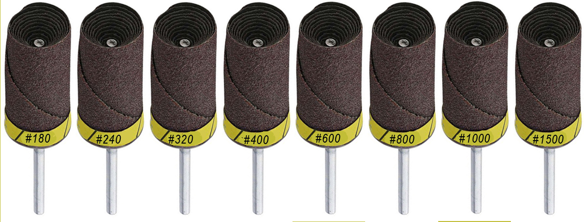 Abrasive Cartridge Roll with mandrel 8 assorted grits