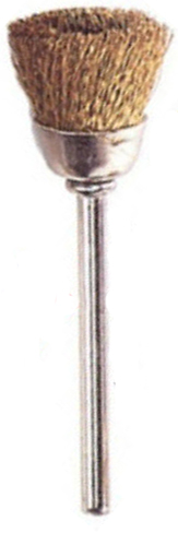BRASS CUP BRUSHES, MOUNTED on a 3/32" (2.3mm) mandrel , sold in packs of 12