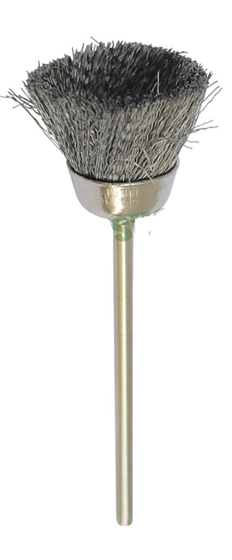 STEEL CUP BRUSHES, MOUNTED on a 3/32" (2.3mm) mandrel , sold in packs of 12