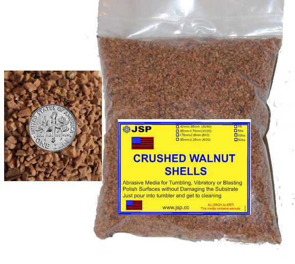 Crushed walnut shell .85-3.35mm 6/20 1 lb