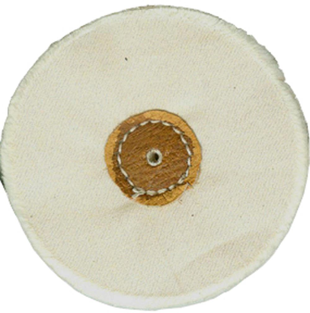 MUSLIN WHEEL BUFF unstitched, leather center 4"(100mm) 40 ply,