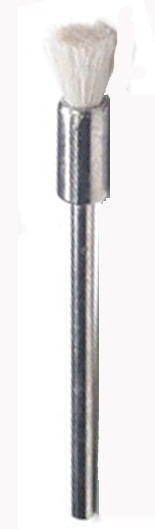 MINIATURE END BRUSH, MOUNTED on a 3/32" (2.3mm) mandrel , sold in packs of 12