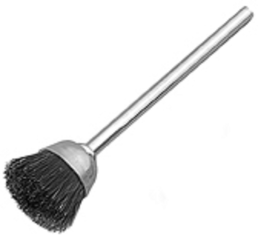 MINIATURE CUP BRUSHES, MOUNTED on a 3/32" (2.3mm) mandrel , sold in packs of 12