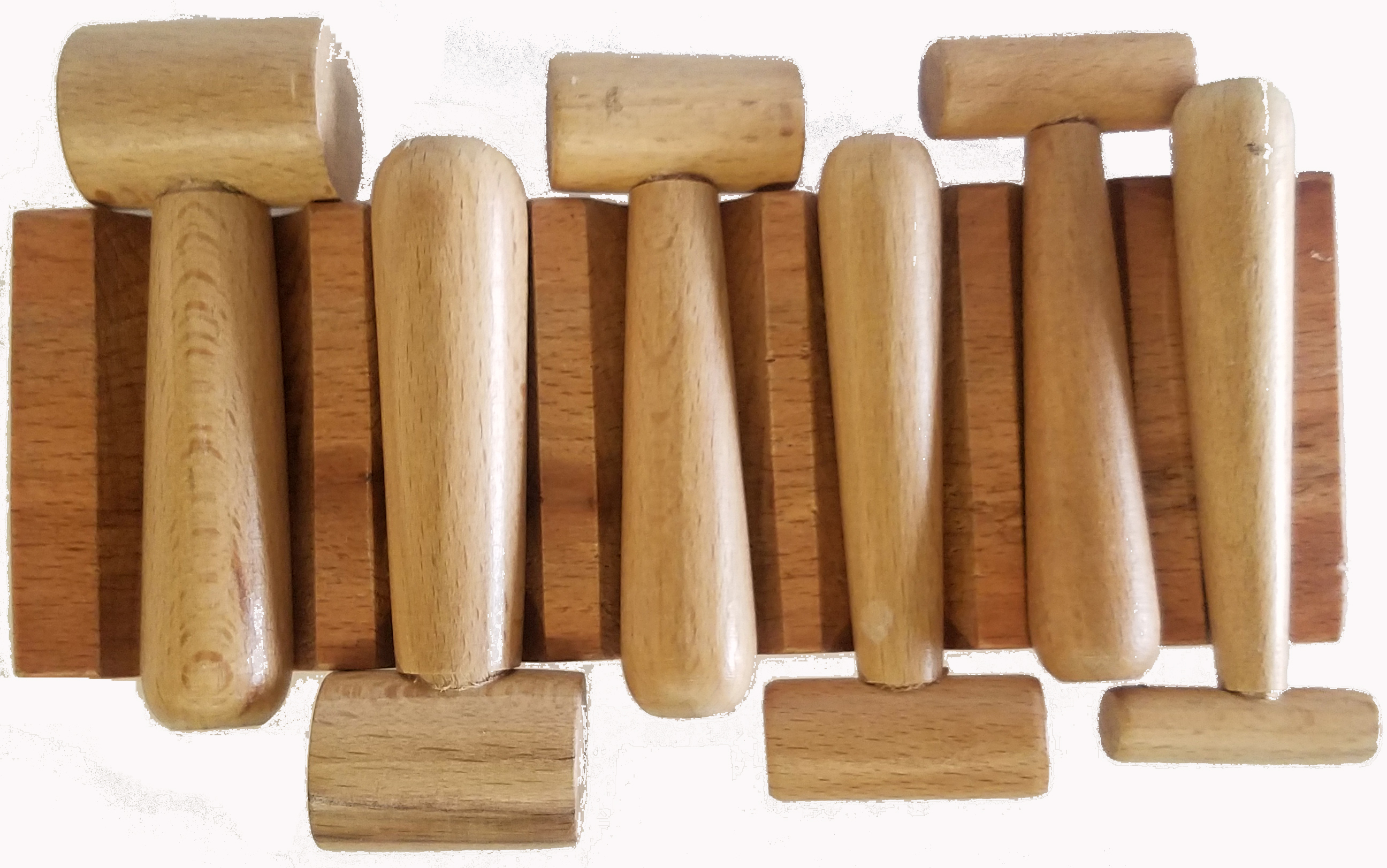 Wooden Swage Block U-Channel Forming Dapping Wooden Block with 6 Hammer Punches
