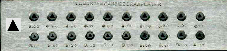 TUNGSTEN CARBIDE DRAWPLATE 20 TRIANGLE HOLES