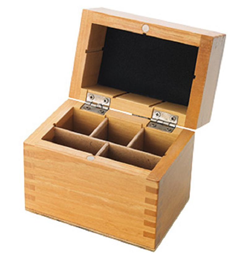GOLD TEST BOX , wooden, 5 compartments - Click Image to Close