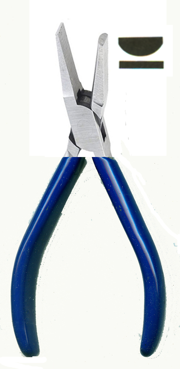 ring bending pliers, 1 side flat, 1 side 1/2 round