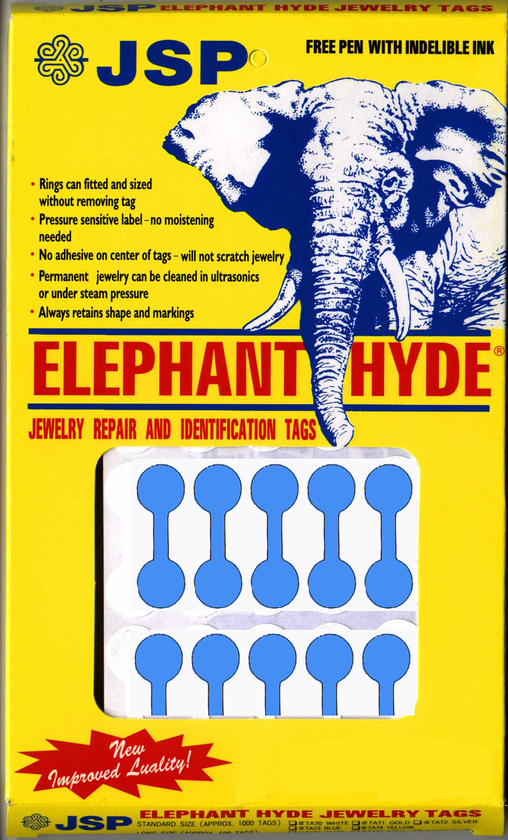 ELEPHANT HYDE TAGS BLUE REGULAR 1000 PIECES