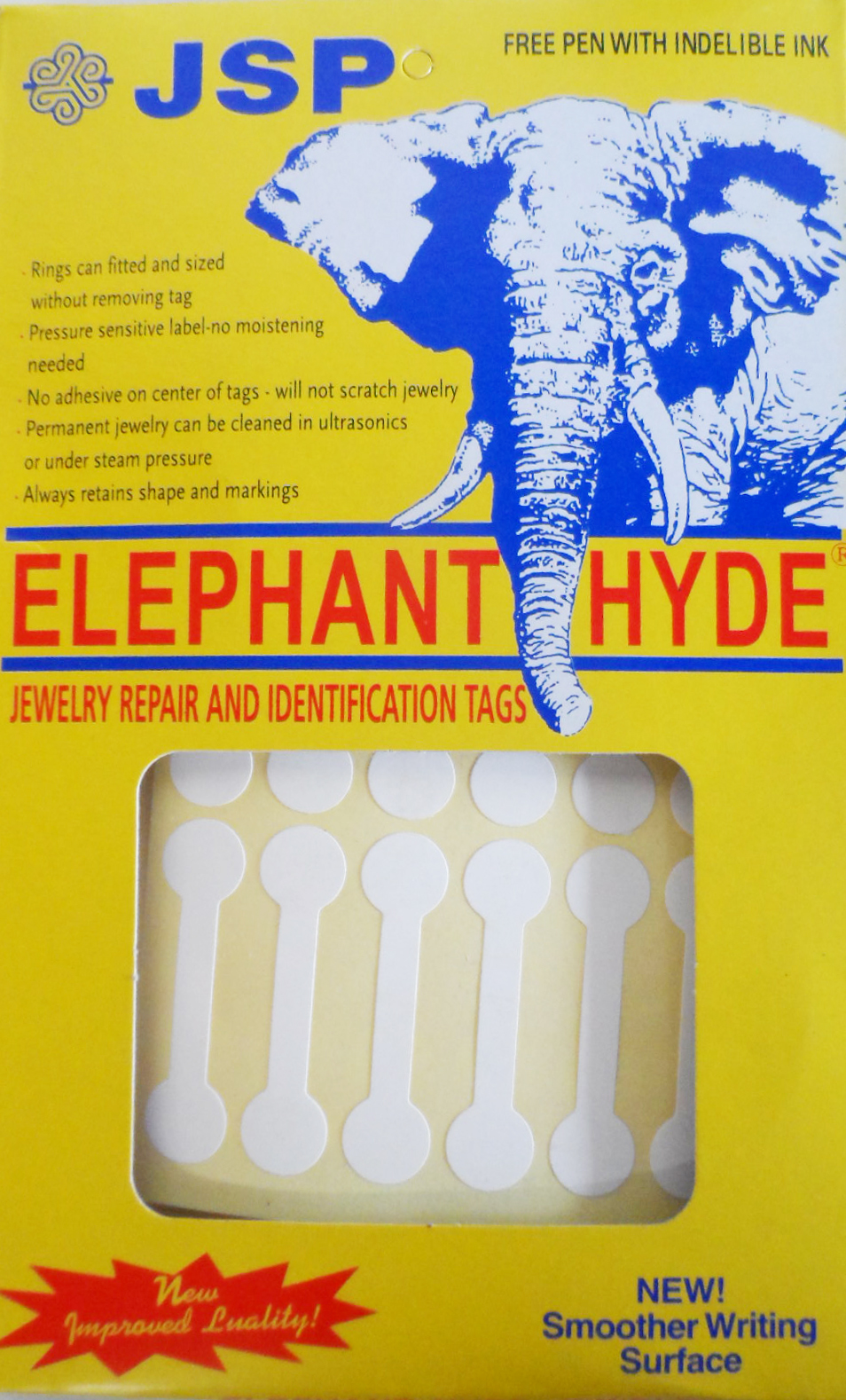 ELEPHANT HYDE TAGS WHITE LONG 500 PIECES