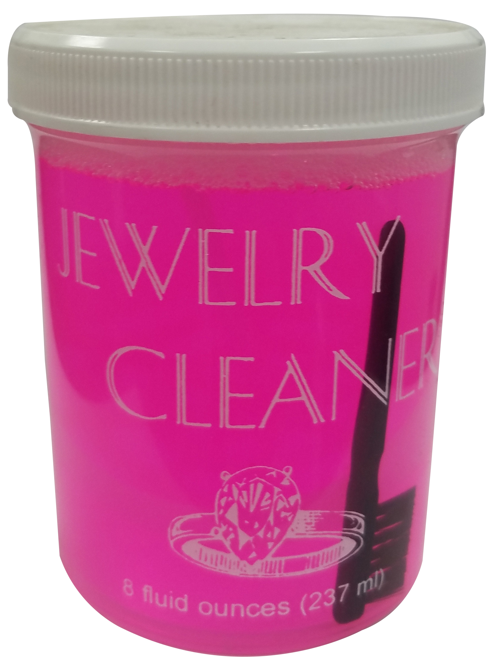 JEWELRY CLEANER/PINK, 8 ounces with basket & brush (Non Ammoniated)
