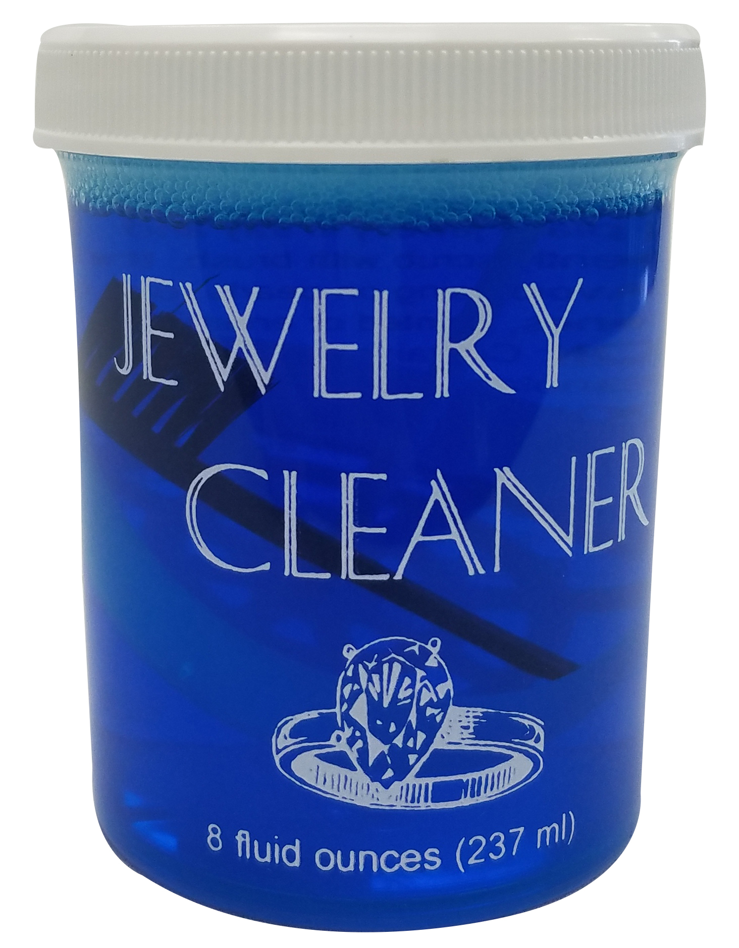 JEWELRY CLEANER/BLUE 8 ounces with basket & brush (Non Ammoniated)