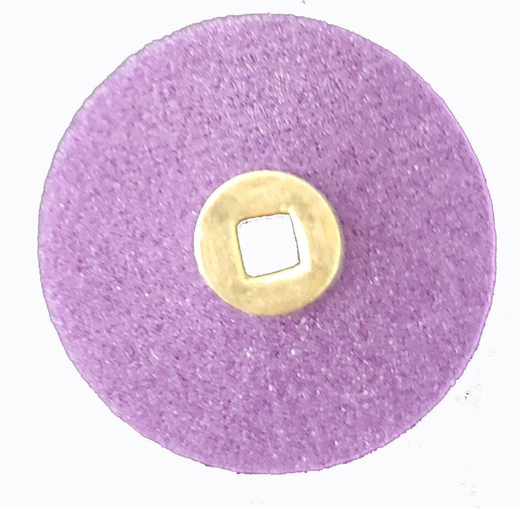 MaxiFinish BRASS CENTER DOUBLE SIDE PLASTIC DISC 7/8"(21mm) MEDIUM grit box of 100 - Click Image to Close