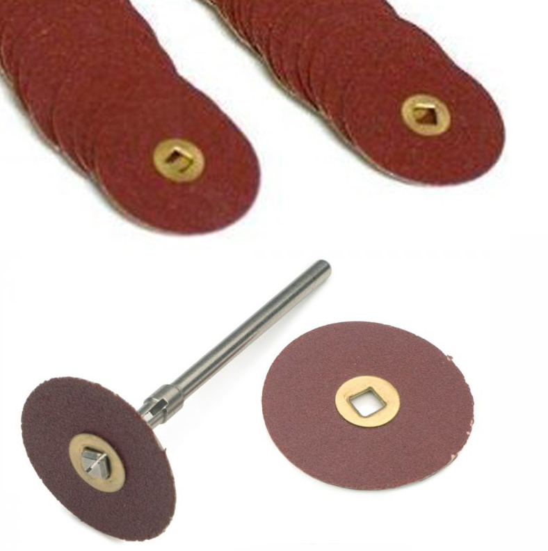 ALUMINUM OXIDE BRASS CENTER DISC 7/8"(21mm) coarse grit box of 100 - Click Image to Close