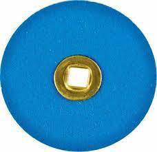 BRASS CENTER BLUE ZIRCONIA DISC 7/8"(21mm) fine grit box of 100 - Click Image to Close