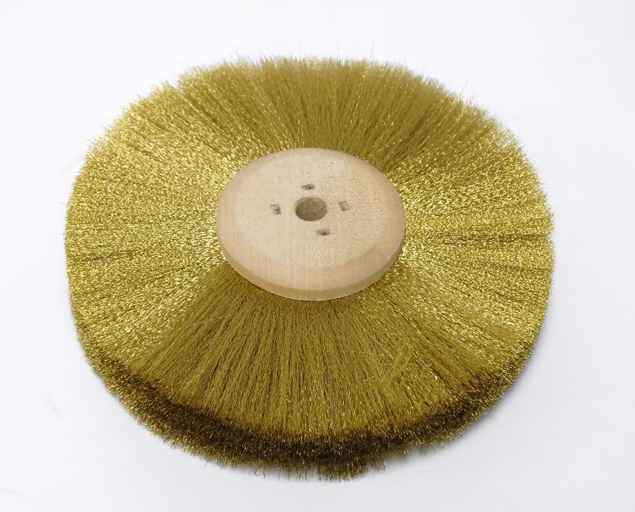JSP WOOD HUB CRIMPED BRASS BRUSHES with 4 CONVERGING BRISTLES - Click Image to Close