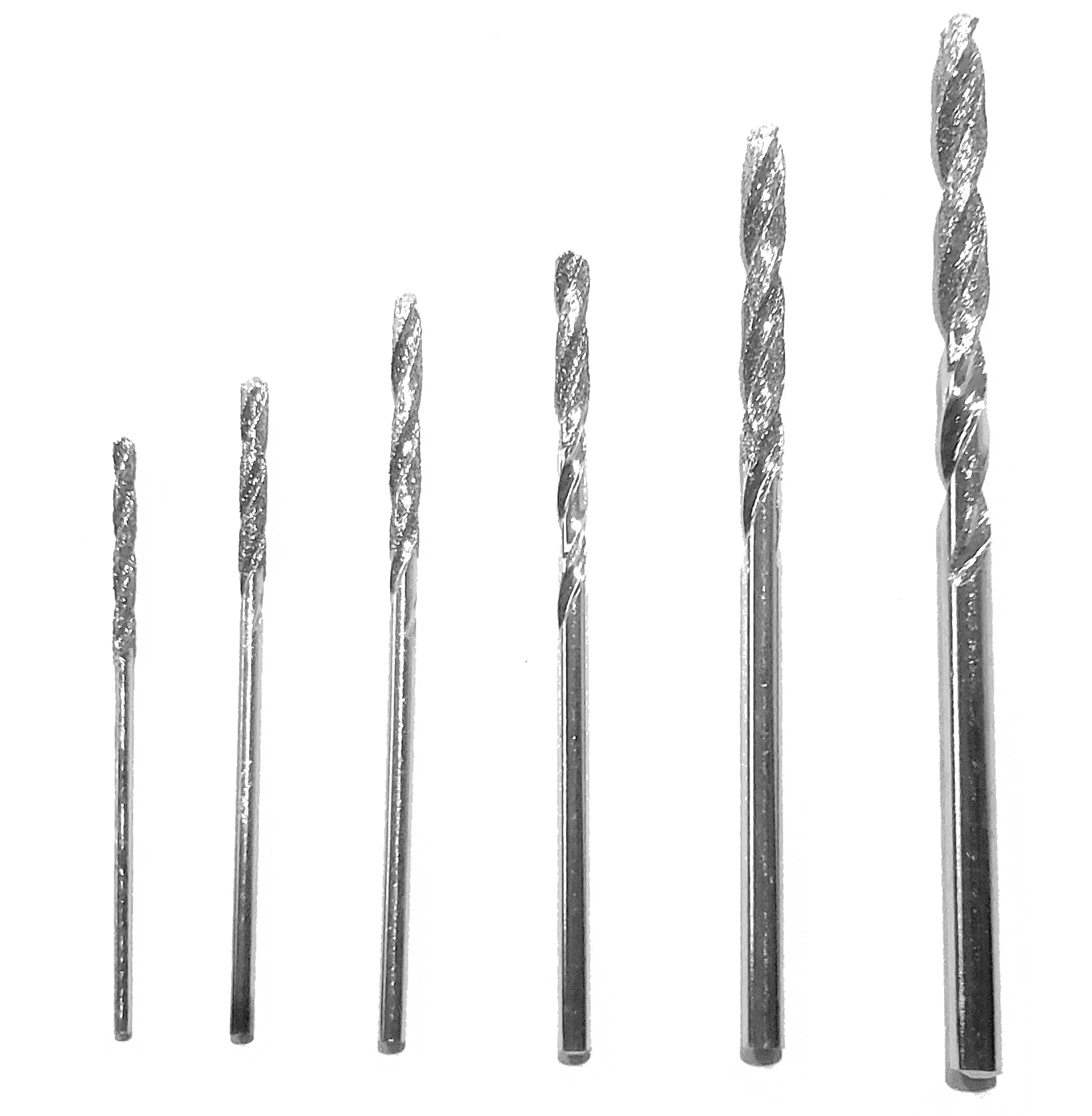 SINTERED DIAMOND TWIST DRILL, assorted 1.2mm-3.0mm pack of 6 - Click Image to Close