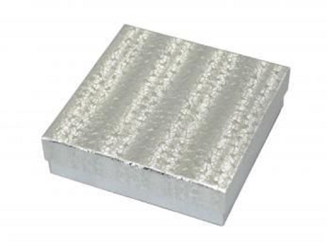 COTTON FILLED BOXES SILVER, 5"X4"X0.87" #53 - Click Image to Close