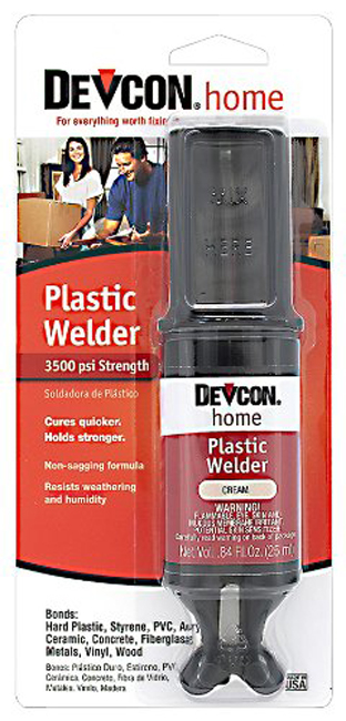 DEVCON Plastic Welder® (cream) 0.84 fl. oz. syringe carded (25 ml) - Click Image to Close