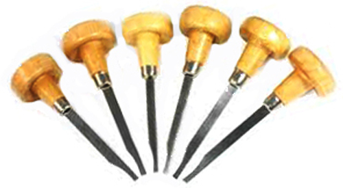 JEWELERS GRAVERS with WOODEN HANDLES, set of 6 - Click Image to Close
