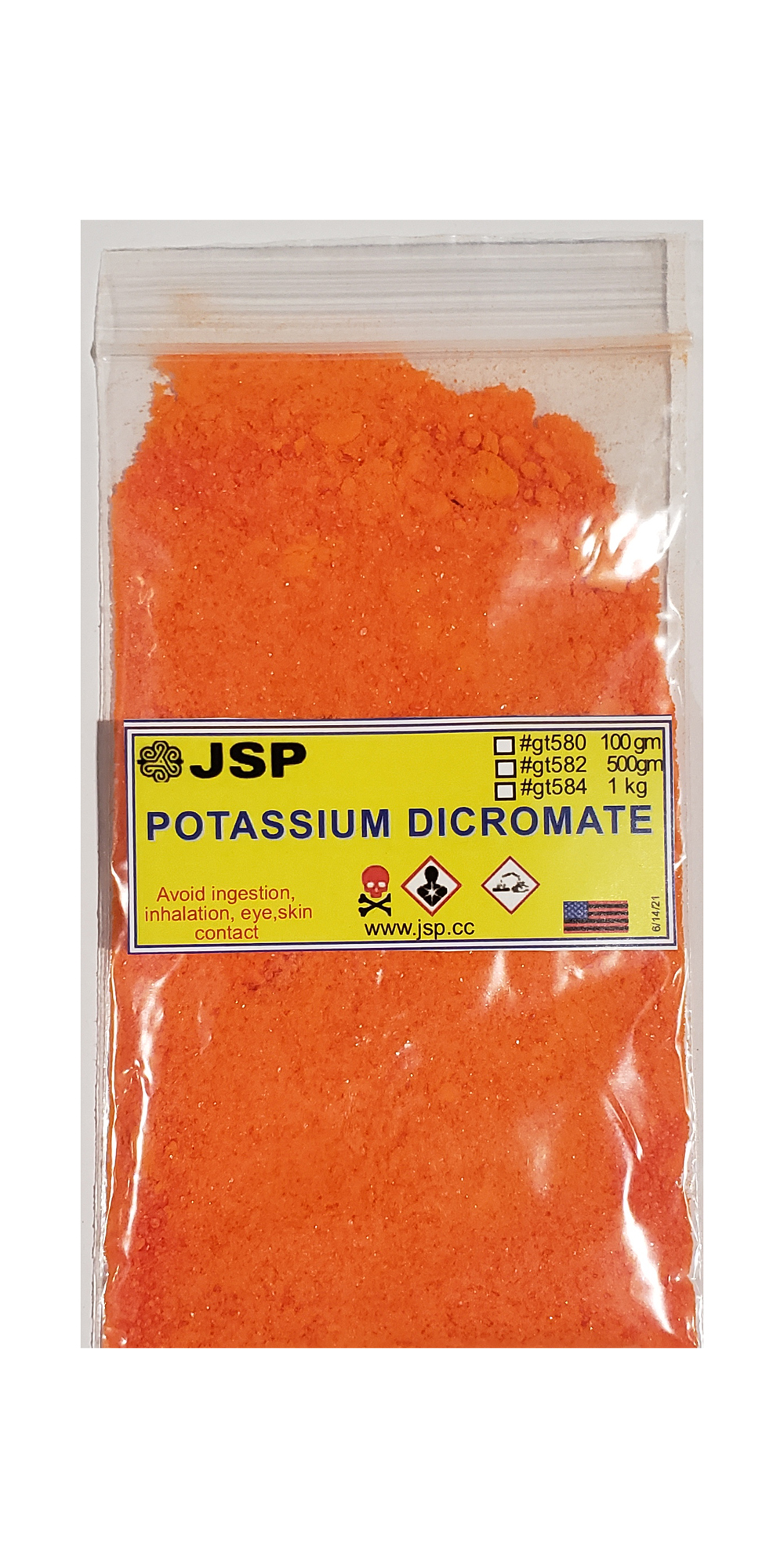 POTASSIUM DICROMATE 500 grams - Click Image to Close