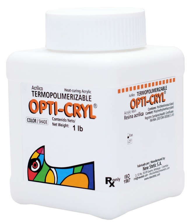 OPTICRYL - Acrylic Resin Heat Cure Dark Pink Veined Powder Only 1lb - Click Image to Close