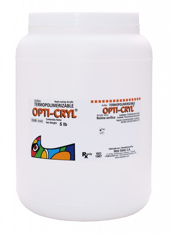 OPTICRYL - Acrylic Resin Heat Cure, clear powder only 2.5kg - Click Image to Close