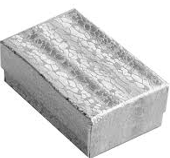 COTTON FILLED BOXES SILVER, 3"X2"X1.6" #32 - Click Image to Close