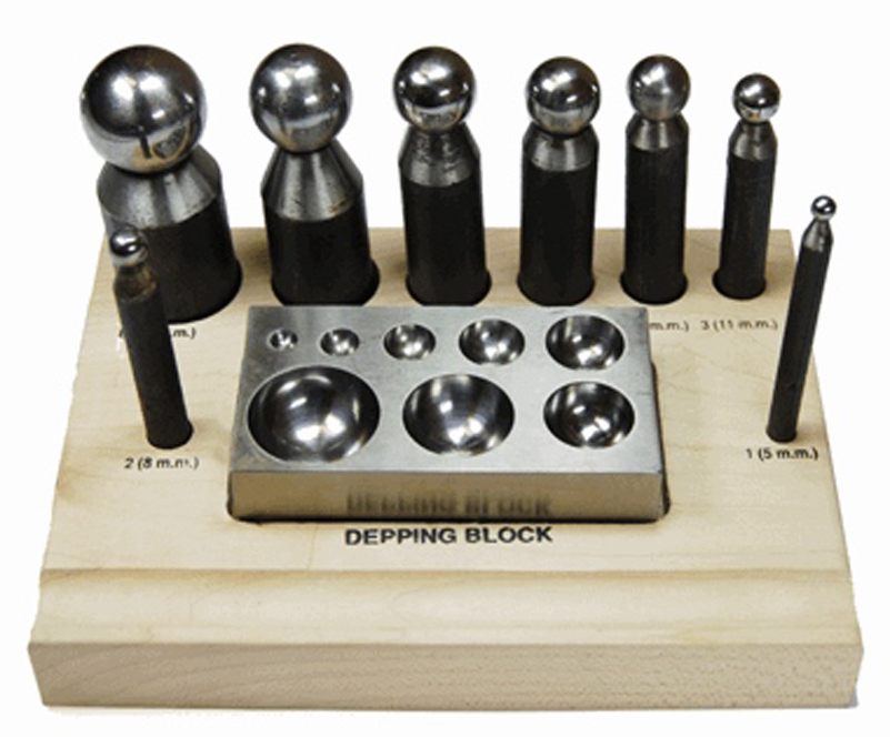 8 DAPPING PUNCHES With STEEL BLOCK - Click Image to Close