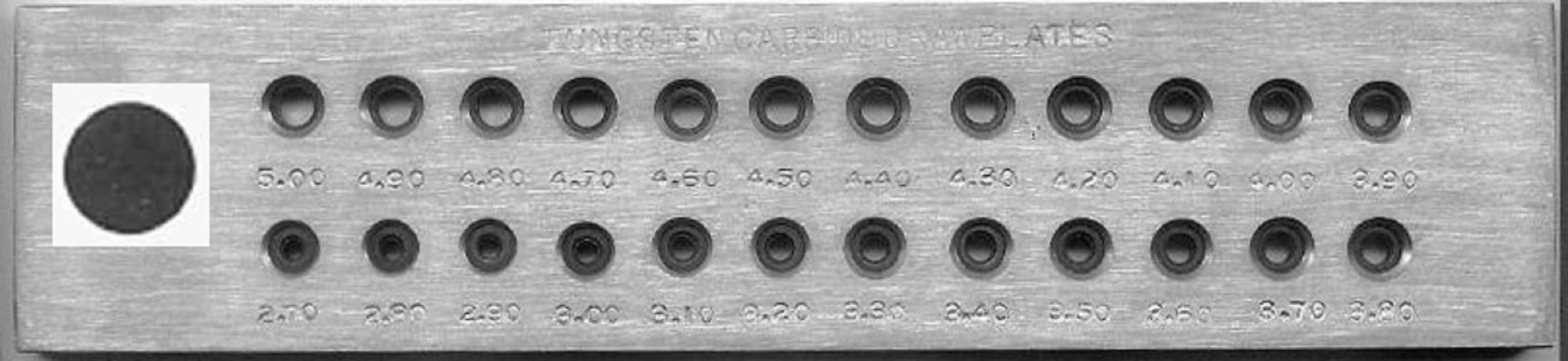 TUNGSTEN CARBIDE DRAWPLATE 24 ROUND HOLES 2.7-5.0mm - Click Image to Close