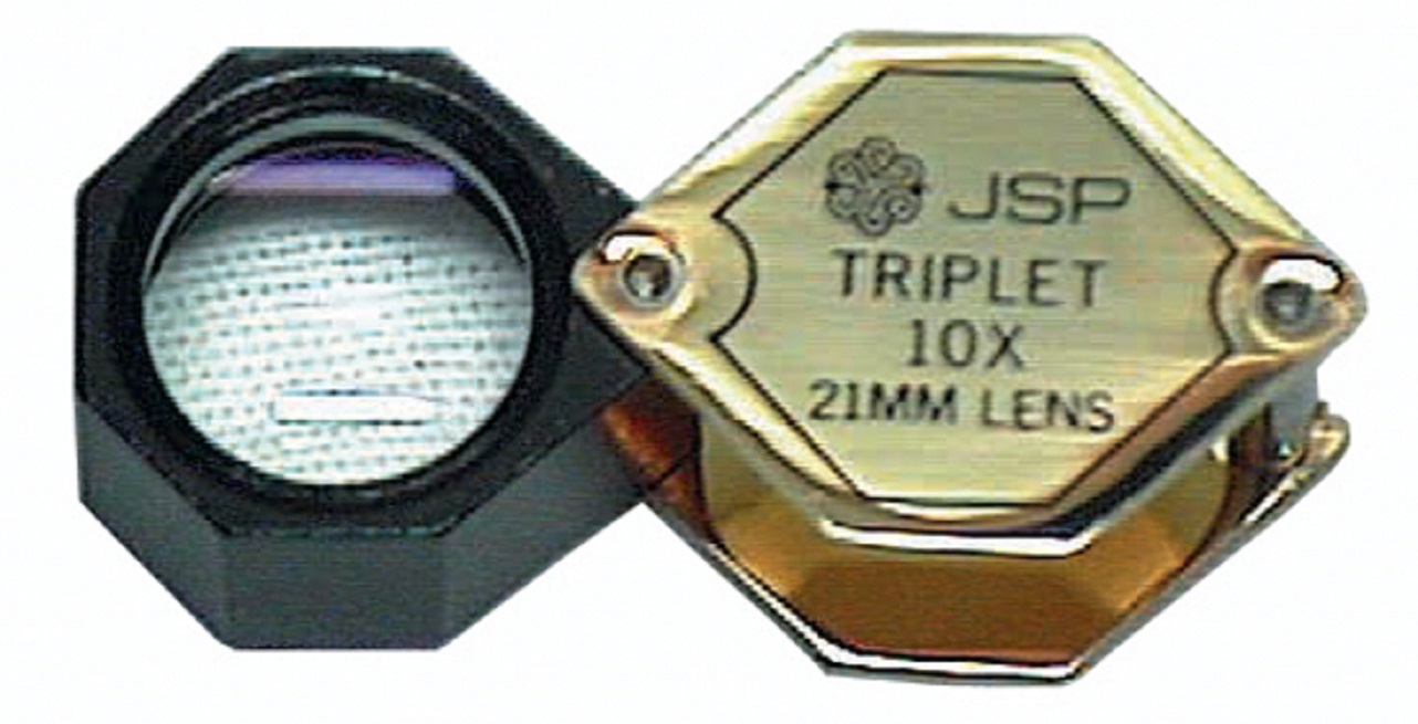 HEXAGON GOLDTONE LOUPE 10X 21mm - Click Image to Close