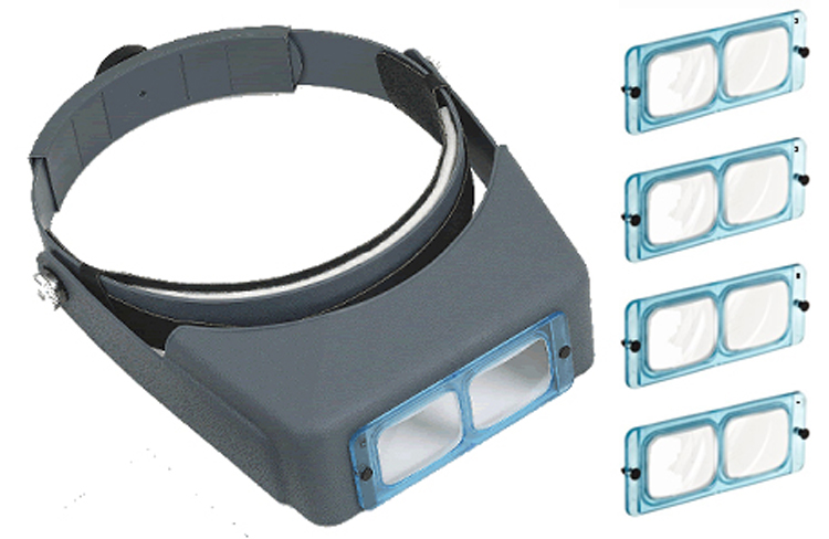 BINOCULAR MAGNIFIER VISOR includes 4 glass lenses - Click Image to Close