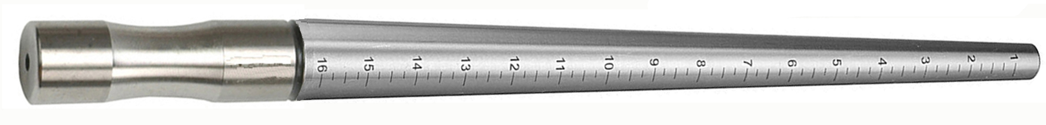 STAINLESS STEEL RING MANDREL, hard chromed , ungrooved, marked 1-16 - Click Image to Close