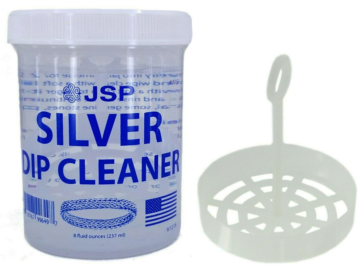SILVER DIP CLEANER 8 ounces with basket - Click Image to Close
