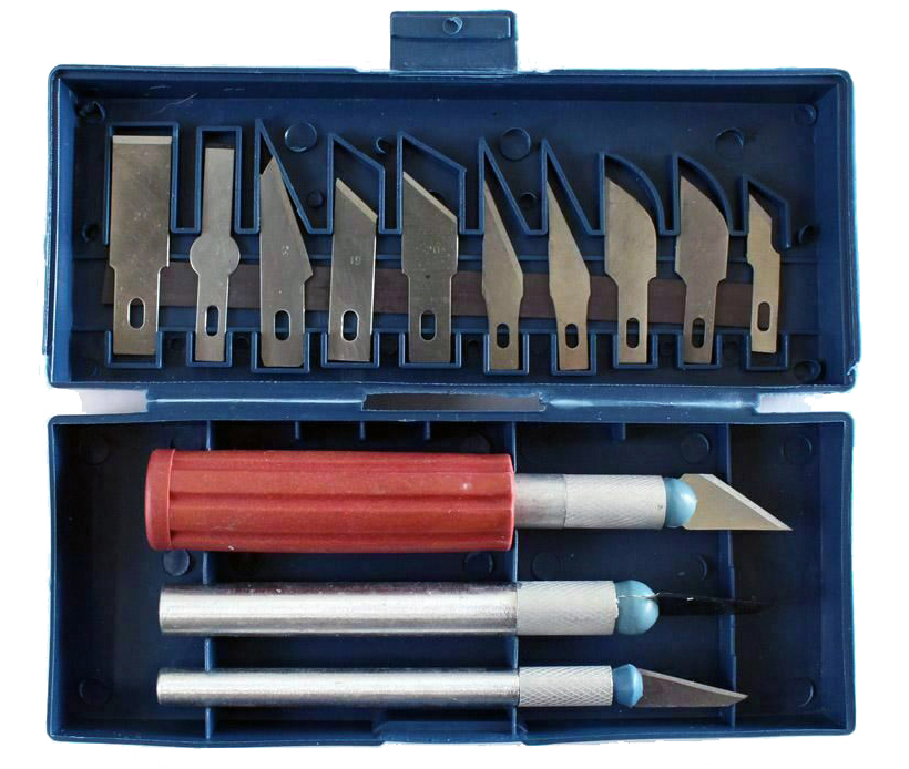 CRAFT KNIFE SET,16PC W/METAL and Plastic handles - Click Image to Close