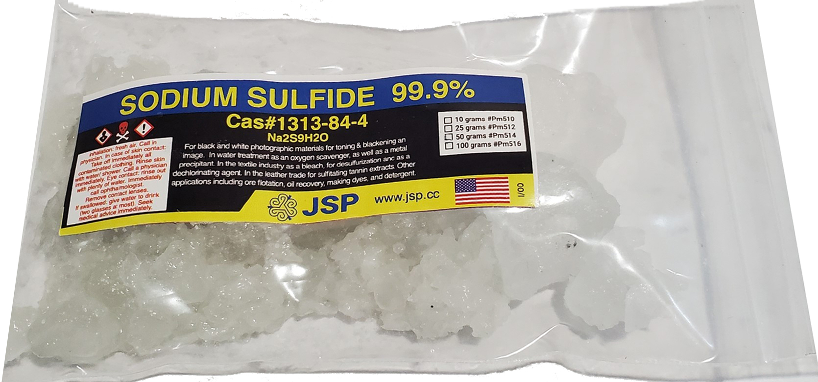 Sodium Sulfide 25 grams - Click Image to Close